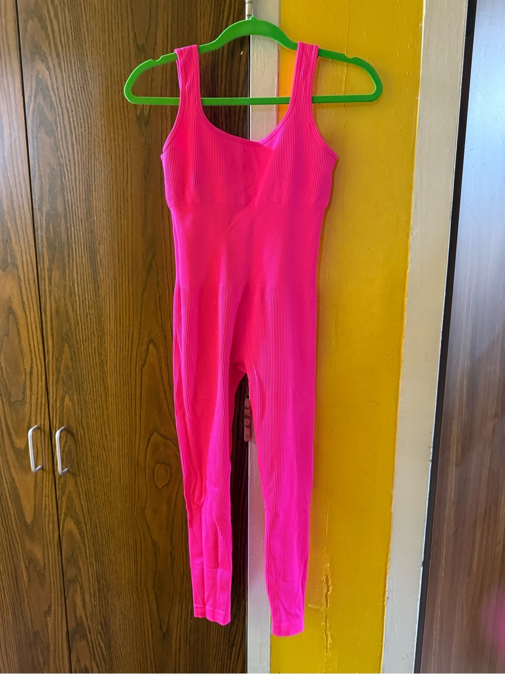 Bright Hot Pink Ribbed Jumpsuit